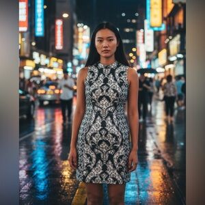 🚨H&M Floral Jacquard Brocade Sheath Dress size small